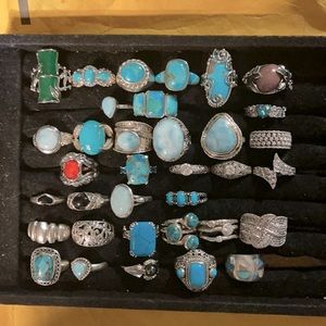A LOT of Sterling silver, with stones including: